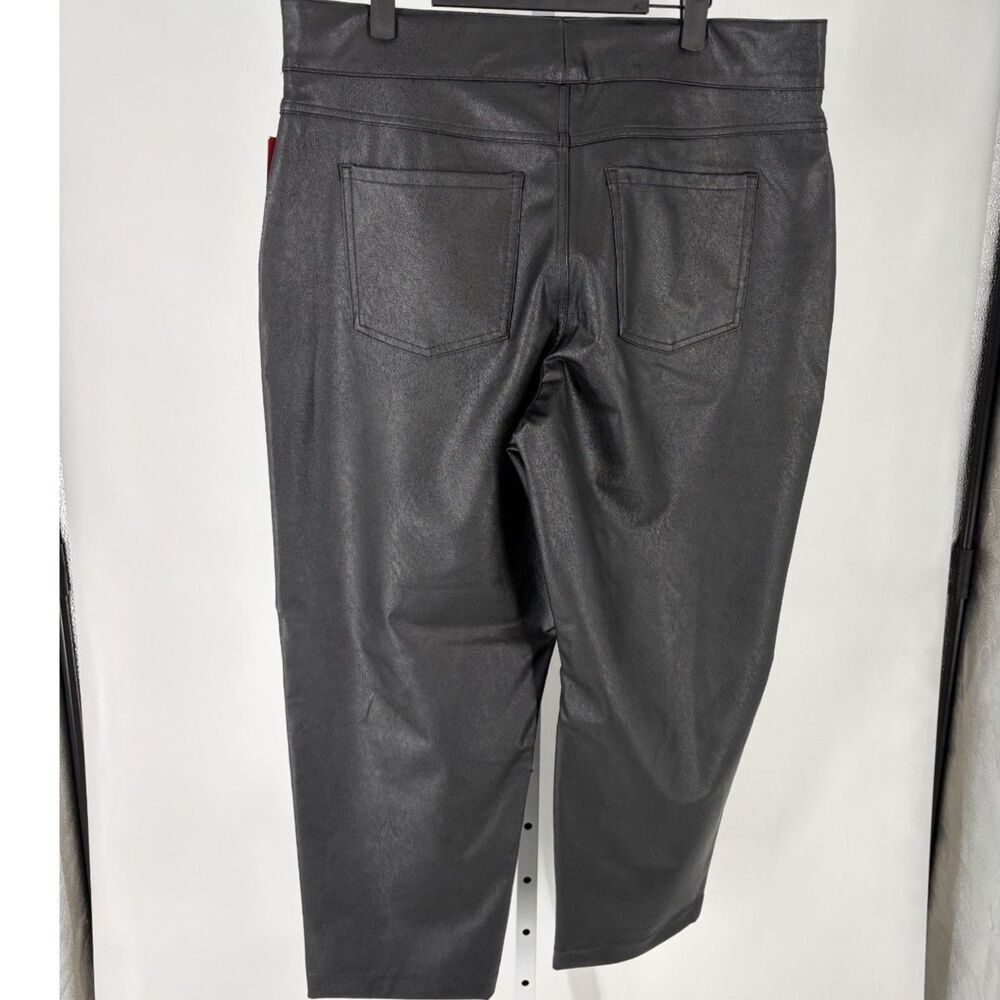 SPANX Faux Leather Black High Rise Shaping Pull-On Slim Straight Pants NWT - Picture 4 of 8